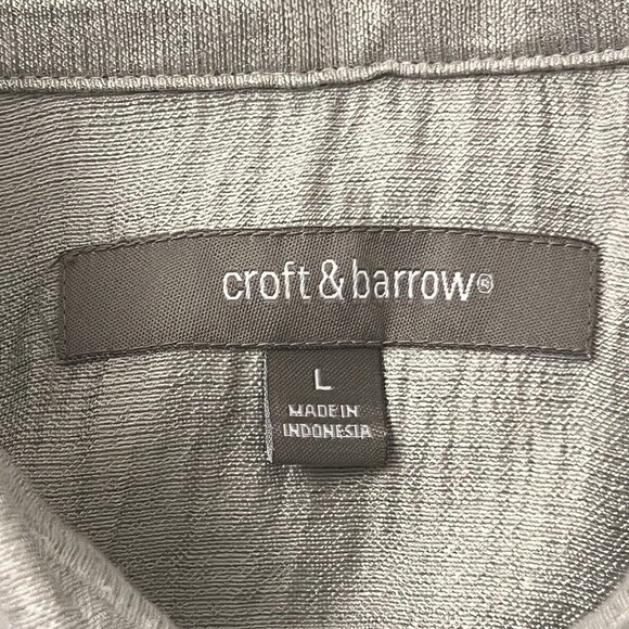 Croft & Barrow Womens Size L Silver Metallic Crinkle Button Up Shirt - Picture 4 of 4